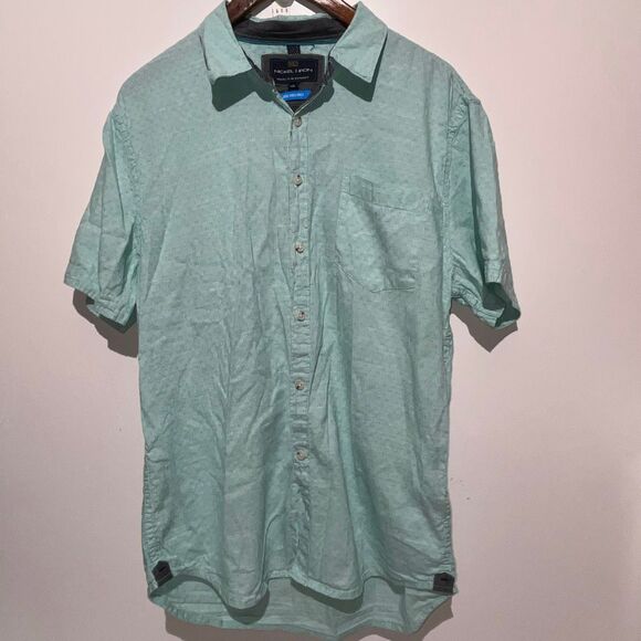 Nickel & Iron Other - Nickel & Iron Men's Teal Textured 100% Cotton Short Sleeve Button Up Shirt Large